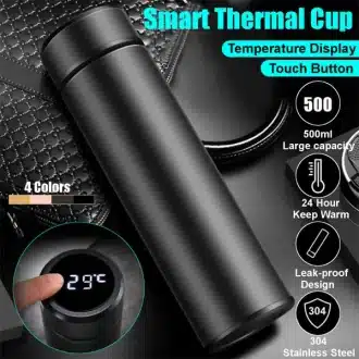 Digital Temperature Led Water Bottle Black | SigmaClub